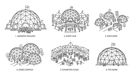 Geodesic Dome Structures: Event Hub, Expo Zone, Pavilion, Complex, Plaza © albab
