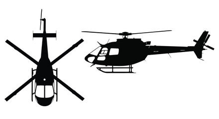 Helicopter Silhouettes On White Background Aerial Vehicle Illustration © Ferdous_Studio1989