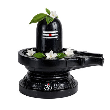 Indian Festival Maha Shivratri Shivling isolated on White Background	