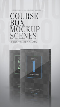 Two Course Box Mockup Scenes. Vertical Stories Opener for Social Media.