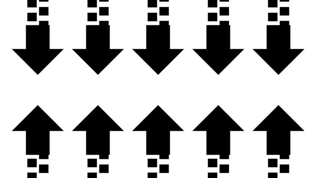 Horizontal dotted upward arrow icon animation isolated on white background