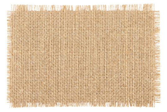 Textured rectangular burlap cloth with frayed edges