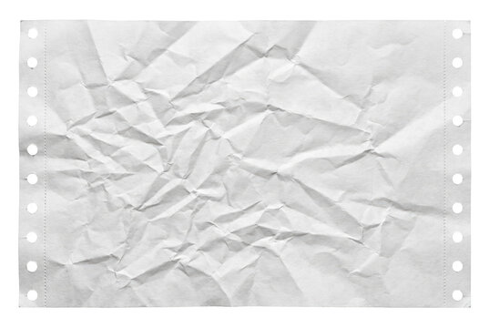Crumpled White Continuous Feed Printer Paper with Perforated Edges