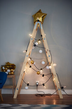 Christmas tree made from ladder