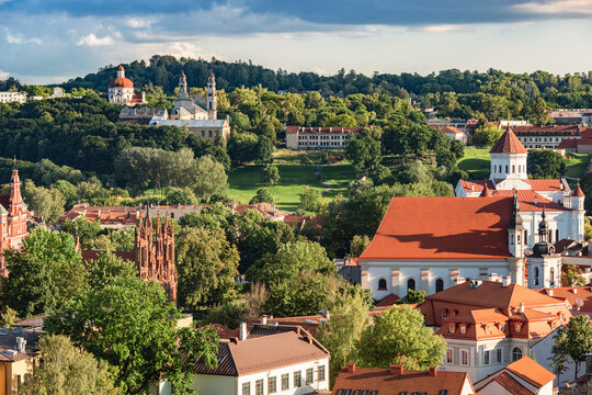 Lithuania, Vilnius, view to the old town from Gediminas Tower