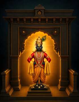 AI Generated of Ashadi Ekadashi festival of Lord Vitthal, Panduranga from Pandharpur, Maharashtra, India. Happy Ashadi Ekadashi