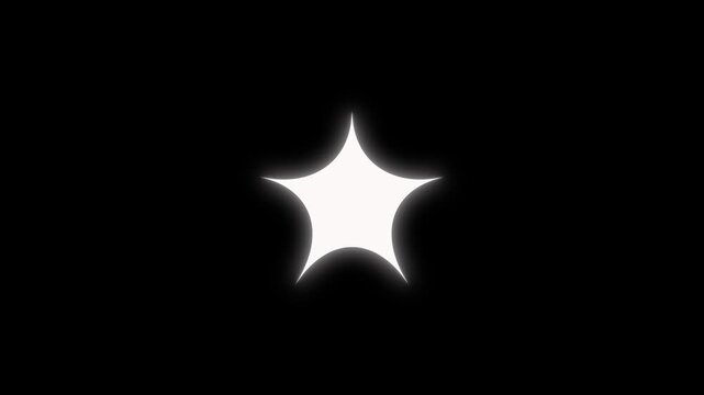 Fast line glitter motion graphics, twinkling stars animation 4K, white cartoon blinking stars, flat vector doodle sparkle, glowing light trails, 2D shining effects on black screen.