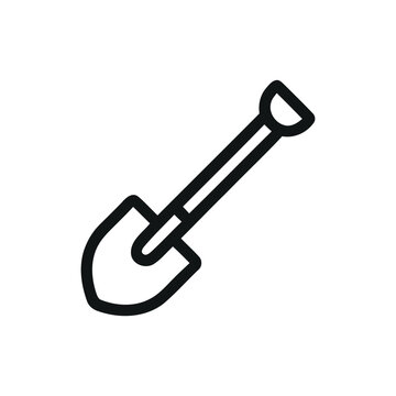 Simple line drawing of a shovel.