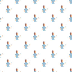 Fototapeta premium Female coach holding whistle seamless pattern background