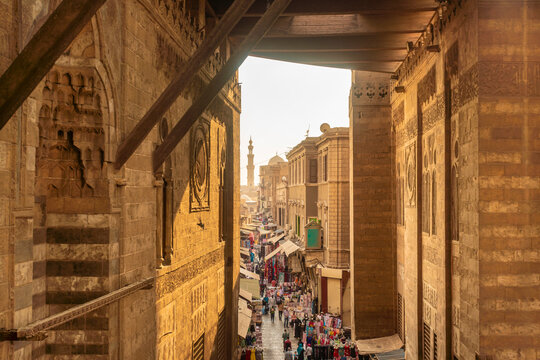 Egypt, Cairo Governorate, Cairo, Historic market along Al-Muizz li-Din Allah al-Fatimi Street