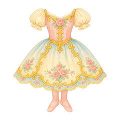 Obraz premium PNG Vintage floral ballet dress illustration.