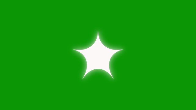 Magical Sparkles and Glitter Line Stars: White Cartoon Flat Vector Doodles with Blinking Glowing Light Trails on green Background for Christmas and Wedding Video Overlays