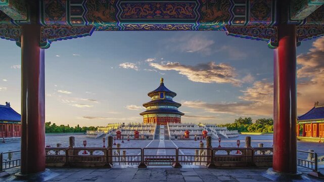  The video shows the intricate beauty of the temple and its surroundings throughout the day, providing a dynamic view of this historical landmark.