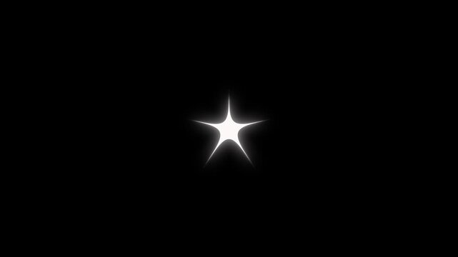 Twinkling Stars Animation and Sparkling Stars Shine Effects Retro Vector Doodles with Glowing Light Trails on Black Background for Cinematic Intros and Holiday Overlays 4K