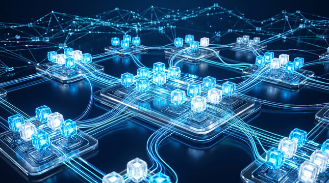 Glowing network connections on circuit boards
