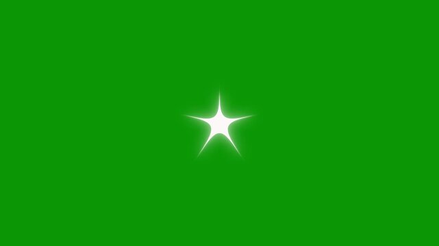 White Cartoon Flat Vector Doodles: Sparkle Star Twinkle Motion Graphics and Blinking Glowing Light Trails on green Screen Background for Seamless Intros and Festive Overlays