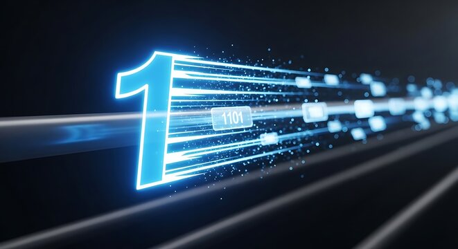 Glowing Number One with Motion Trails.