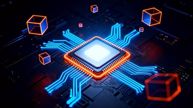 Microchip with glowing circuits