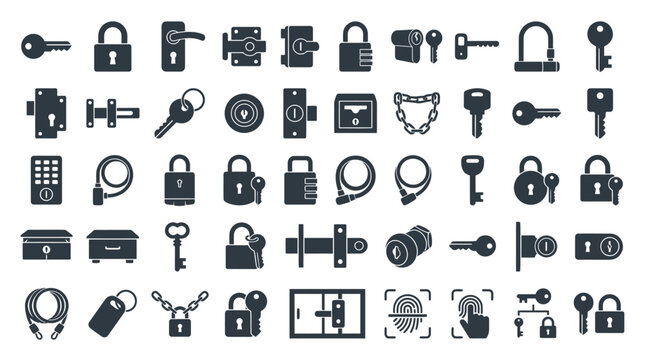 GEMBOK icons including various padlocks, keys, and security symbols are illustrated on a white background.