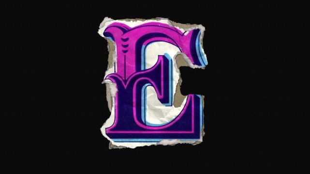 A pack of 26 vibrant drag and drop vintage lettering in a paper riso print style with individual letters that animate into place from torn paper pieces.
