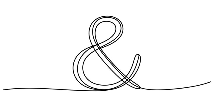 Continuous line drawing of an ampersand symbol