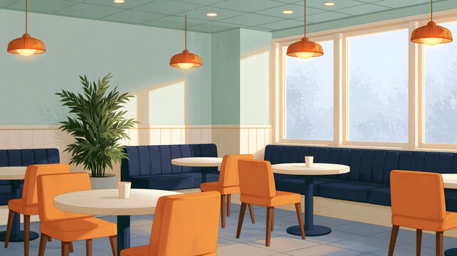 Discover the Inviting Atmosphere of This Modern Cafe: A Cozy Retreat Embracing Comfortable Seating and Lush Greenery for Perfect Moments with Friends and a Refreshing Beverage