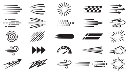 Fototapeta premium Hand Drawn Speed Lines Set Vector Design Art