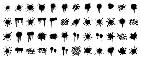 Fototapeta premium Graffiti Spray Paint Splatter and Drips - Black Ink Elements