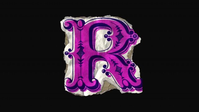 A pack of 26 vibrant drag and drop vintage lettering in a paper riso print style with individual letters that animate into place from torn paper pieces.
