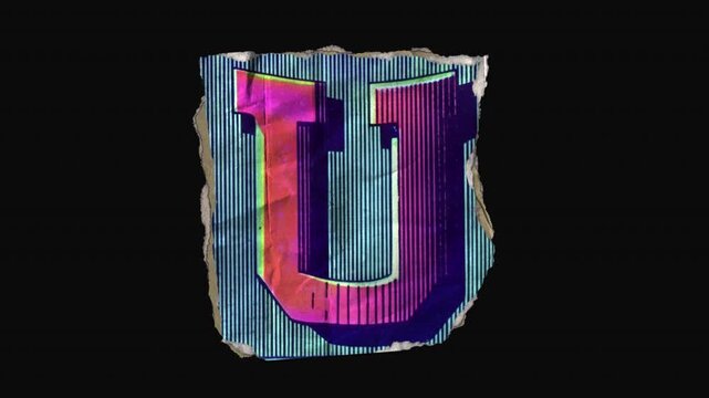A pack of 26 vibrant drag and drop vintage lettering in a paper riso print style with individual letters that animate into place from torn paper pieces.
