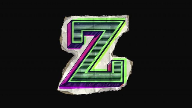 A vibrant drag and drop vintage type letter in a paper riso print style that animates into place from torn paper pieces.

