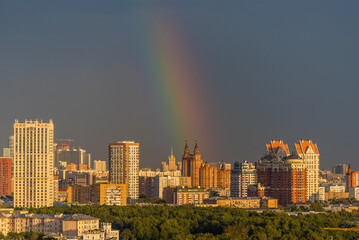 Rainbow Over Moscow City Skyline, Kutuzovsky District, Moscow, Russia © djem79