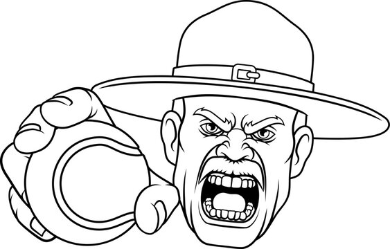 Drill Instructor Sergeant Bootcamp Tennis Mascot