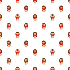 Fototapeta premium Cute hedgehog characters wearing red scarves creating a winter themed seamless pattern