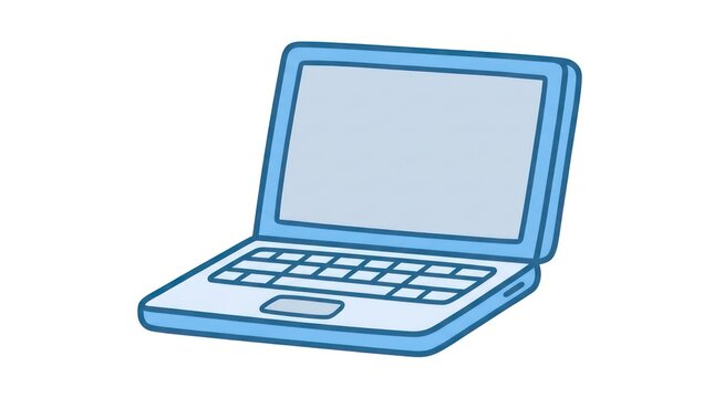 Blue laptop computer illustration.