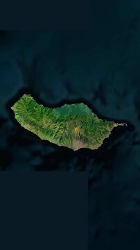 Madeira Island Map With Loop Animation In Vertical Format
