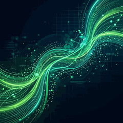 Abstract digital waves flow through a dark technological background © zidna