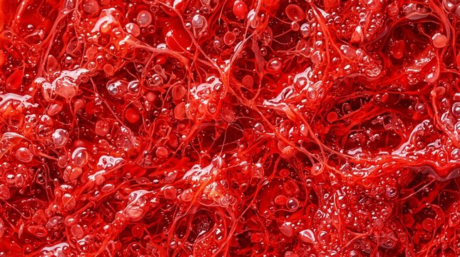 Abstract Red Cellular Texture with Organic Bubble Pattern Background