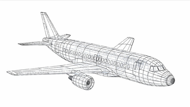 Airplane 2D Vector Illustration Soars Through Clear Skies