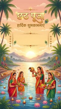 Happy Chhath Puja &ndash; Traditional Indian Festival Greeting Banner
