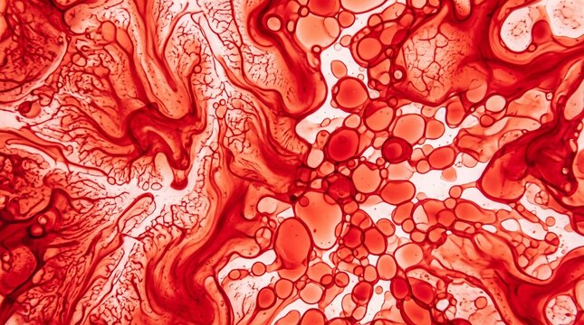 Macro Red Biological Network Texture with Fluid Organic Structure