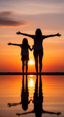 Fototapeta premium Horizon's Embrace: Silhouettes of Love