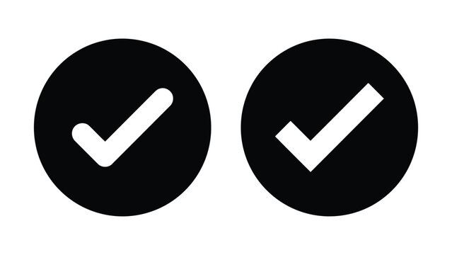 Two black circles with white checkmarks on transparent background
