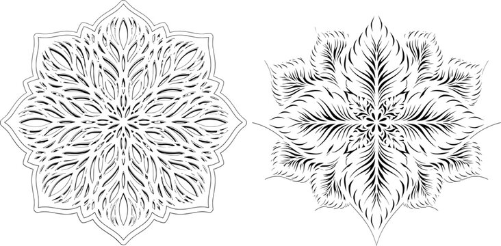 A stunning plastic craft stencil in a 2D flat vector style features intricate geometric patterns with a white background and no shadows, ideal for crafting and artistic projects