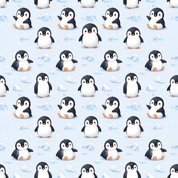 Penguin Seamless Pattern Arctic Animal Background