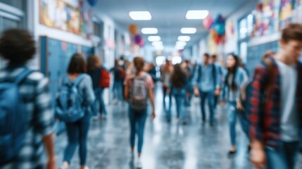 Fototapeta premium Blurred education background with school activity and students learning concept.