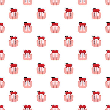 Seamless pattern illustrating dental tooth decay and pulpitis affecting tooth anatomy