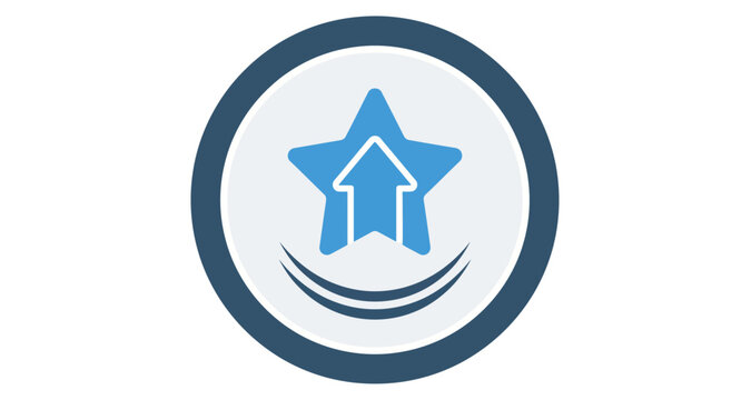 Star icon in a circle blue and white silhouette on transparent background
