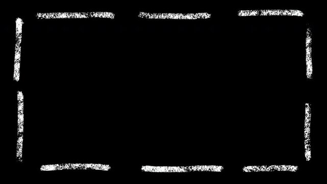 Hand drawn grunge dot line rectangle frame animation with alpha channel