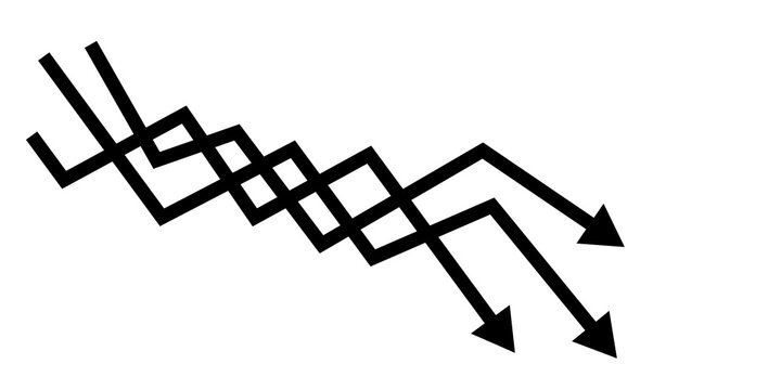 Abstract Intertwined Zig Zag Arrows Representing Complex Flow and Dynamic Paths in Minimalist Style
